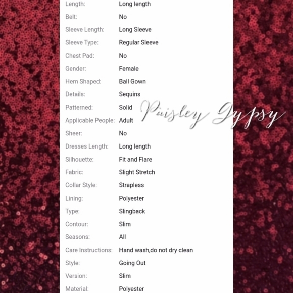 Maroon Sequined Ball Gown for Special Events - Picture 7 of 14